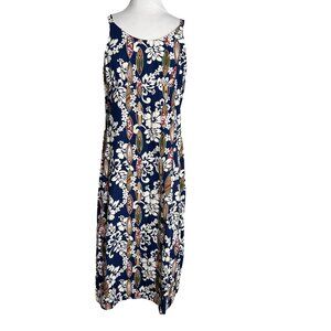 Vintage Kahuku Hawaii Dress Womens Size 7/8 Hawaiian Surfboards Flowers Blue